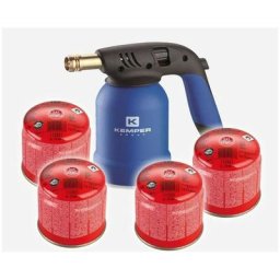 Kemper - Lampe a souder KE2019 piezo + 4 cartouches gaz 190g avec sécurité stop gaz.