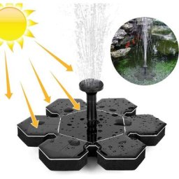 Fontaine Solaire 1.5W, Pompe agrave Eau Solaire, Pompe Bassin Solaire avec Batterie et 4 Buses,