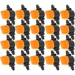Lot de 20 mini valves d'irrigation goutte goutte de 6,35 mm pour tuyau d'irrigation de 4/7 mm