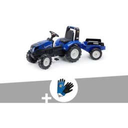 Tracteur enfant New Holland avec remorque 3 à 7 ans Falk Gants