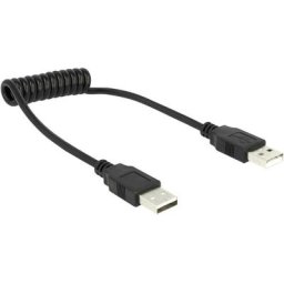 Delock - Câble spiralé usb conrad 2.0-A noir 20 à 60 cm - noir