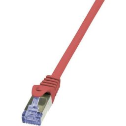 CQ3074S RJ45 Câble réseau, câble patch cat 6a s/ftp 5.00 m rouge ignifuge, avec cliquet