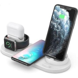 Chargeur sans fil 6 en 1, station de charge sans fil pour iPhone, Apple Watch, AirPods (blanc)
