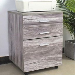 Bureau Tiroirs Bois mdf Meuble Imprimante 3 Tiroirs Gris