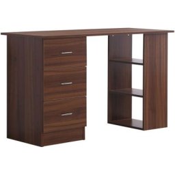 Bureau informatique table multi-fonctions 3 tiroirs 2 étagères dim. 120L x 49l x 72H cm mdf aspect