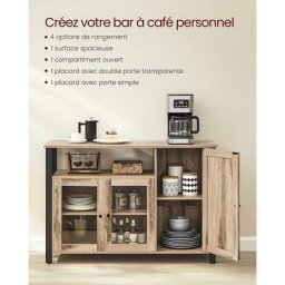 Meuble de Rangement, Buffet, Armoire de Cuisine, avec 3 Portes, 110 x 33 x 75 cm, Style Rustique,