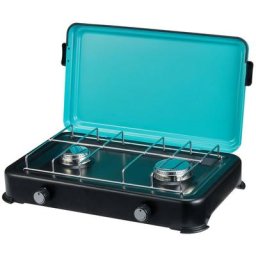 Plaque de cuisson gaz portable 2 feux 2350W Rechaud gaz butane/Propane Bruleurs inox Couvercle