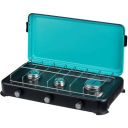 Plaque de cuisson gaz portable 3 feux 3000W Rechaud gaz butane/Propane Bruleurs inox Couvercle