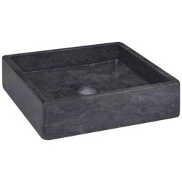 Lavabo Vasque à poser pour salle de bain Noir 40x40x10 cm Marbre 21574 - Noir