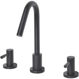 Robinet Mélangeur en Laiton et Acier Inox Noir Mat Parfait pour Lavabo Vasque Accessoire Déco de