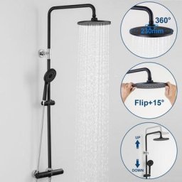 Système de douche Set de douche thermostatique avec douchette 4 fonctions Colonne de Douche Hauteur