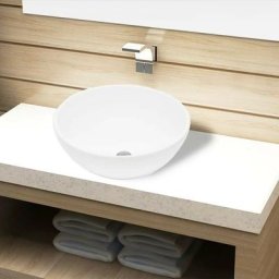 Hommoo Lavabo de salle de bain Ceramique Rond Blanc HDV04206