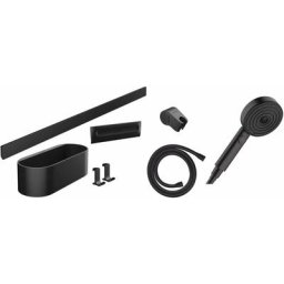 Hansgrohe - WallStoris - Set de pommeau de douche 105, 3 jets et accessoires de salle de bain, noir