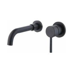 Robinet mural noir mat pour lavabo de salle de bain 2 poignées en croix Robinet de lavabo pivotant