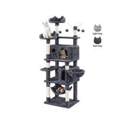 Arbre à Chat Multiniveau Tour de Jeux Maison pour Chat avec Poteaux en Sisal 2 Niches Spacieuses