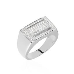 Chevalière Owena Argent Blanc Oxyde De Zirconium