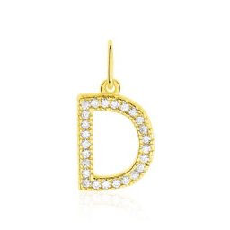 Pendentif Lettre D Or Jaune Oxyde