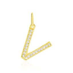 Pendentif Lettre V Or Jaune Oxyde