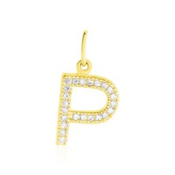 Pendentif Lettre P Or Jaune Oxyde
