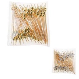 Bâtonnets de fruits en bambou avec perles dorées pour enfants décor de cocktail plectres à salade
