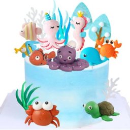 Décoration de gâteau sous la mer garniture de gâteau avec animaux de l'océan poisson hippocampe