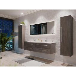 Ensemble meuble de SDB Colossos 160 4 pièce en charbon antique avec miroir LED