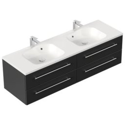 Meuble de salle de bain COLOSSOS 160 SoftClose noir SoftClose aspect satiné