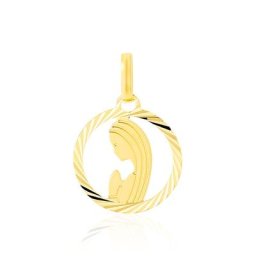 Pendentif Vierge Rond Diamante Or Jaune