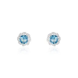Boucles D'oreilles Puces Argent Blanc Clover Verre Oxydes De Zirconium