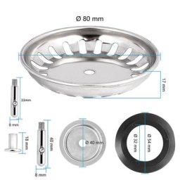 Bouchon de filtre de vidange de lavabo 80mm baignoires de bain éviers de salle de bains bouchon
