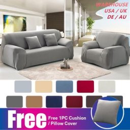 Juste extensible pour canapé et fauteuil couleur unie pour salon
