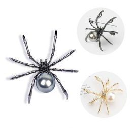 Broche araignée noire coréenne en métal pour femme bijoux de personnalité biscuits perle