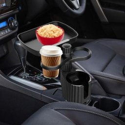 Plateau de voiture pour manger réglable à 360 degrés double porte-gobelet extensible avec plateau