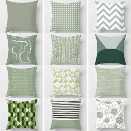 Housses de coussin imprimées vert menthe taie d'oreiller décorative motif d'art frais