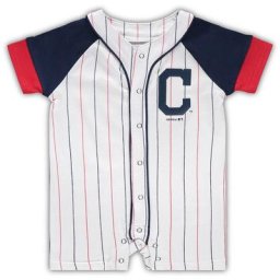 Barboteuse rayée Little Slugger Indians de Cleveland pour nouveau-né et bébé
