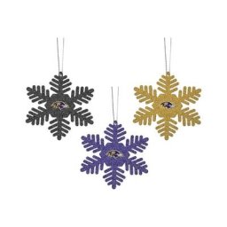 Flocons de neige en métal pailleté Baltimore Ravens - Lot de 3