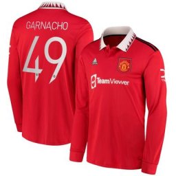 Manchester United Cup Home Shirt 2022-23 - Kids - Long Sleeve with Garnacho 49 printing