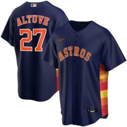 Maillot de joueur réplique Nike Jose Altuve bleu marine Houston Astros pour jeune