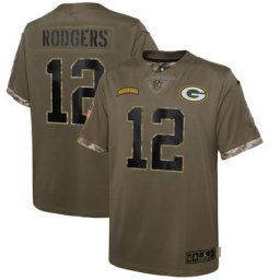 Maillot Enfant Nike Aaron Rodgers Olive Green Bay Packers 2022 Salute To Service Player Limited