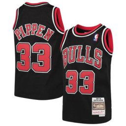 Jeunesse Mitchell & Ness Scottie Pippen Noir Chicago Bulls Hardwood Classics Swingman Throwback Maillot
