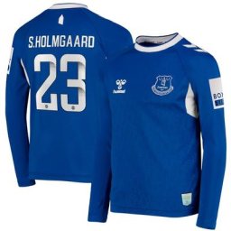 Everton WSL Home Shirt 2022-23 - Long Sleeve - Kids with S.Holmgaard 23 printing