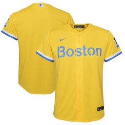 Maillot d'équipe Nike Boston Red Sox City Connect Replica or/bleu clair pour jeune