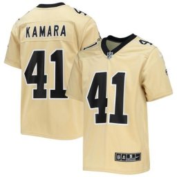 Maillot de jeu d'équipe inversé des Saints de la Nouvelle-Orléans Nike Alvin Kamara or pour jeune