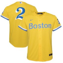 Maillot Nike Xander Bogaerts Or/Bleu Clair Boston Red Sox City Connect Replica Player pour Jeunes