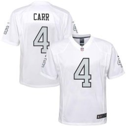 Maillot de jeu Color Rush des Las Vegas Raiders Nike Derek Carr blanc pour jeune