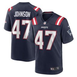 Maillot de match domicile Nike des New England Patriots - Bleu marine - Jakob Johnson - Jeunesse