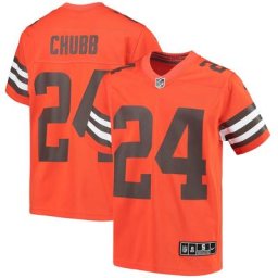 Maillot de jeu d'équipe inversé des Cleveland Browns Nike Nick Chubb orange pour jeune