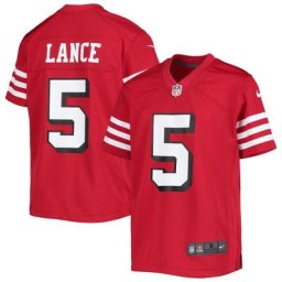 Maillot de jeu alternatif des 49ers de San Francisco Nike Trey Lance Scarlet pour jeune