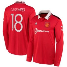 Maillot Domicile de la Coupe Manchester United 2022-23 - Enfant - Manches longues avec flocage Casemiro 18