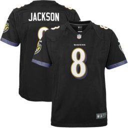 Maillot de jeu Nike Lamar Jackson pour jeune des Ravens de Baltimore noir